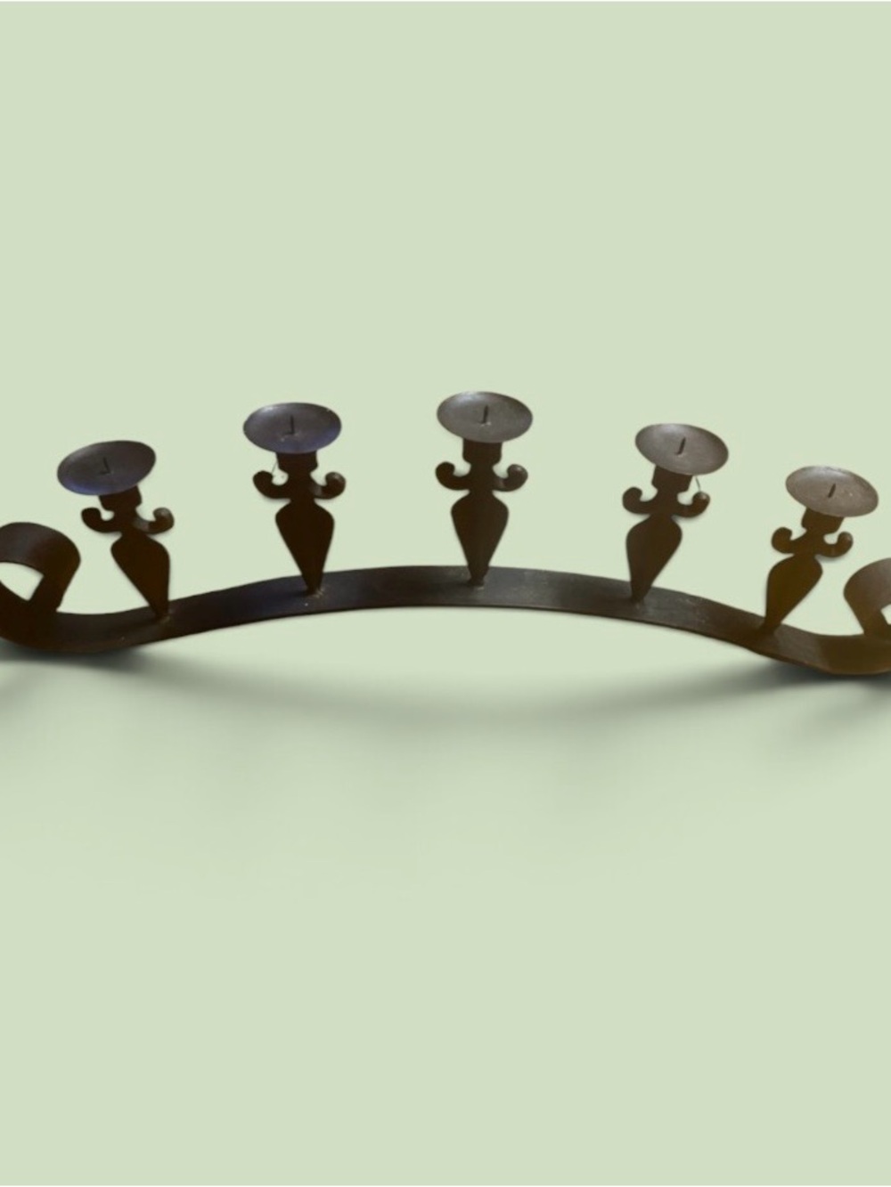 Vintage~1960s~Wrought Iron~Candelabra~Five Light Tabletop~Arched Horizontally
